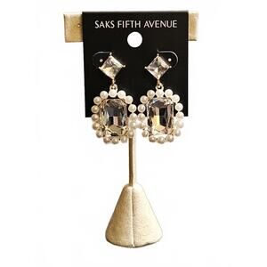 Saks Fifth Avenue Elegant Pearl and Crystal Earrings